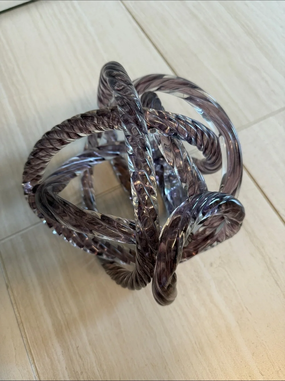 ZGallerie Handblown Glass Knot Sculpture in Smoky Purple